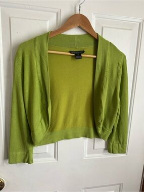 Jessica Howard Lime Green Cropped Open-Front Cardigan